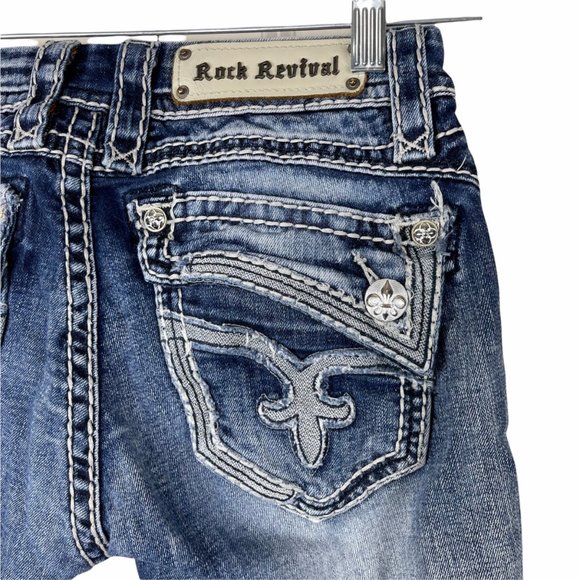 Rock Revival Denim - Rock Revival Johanna Boot Cut Denim Jeans Blue Medium Wash Cotton Blend Women 27